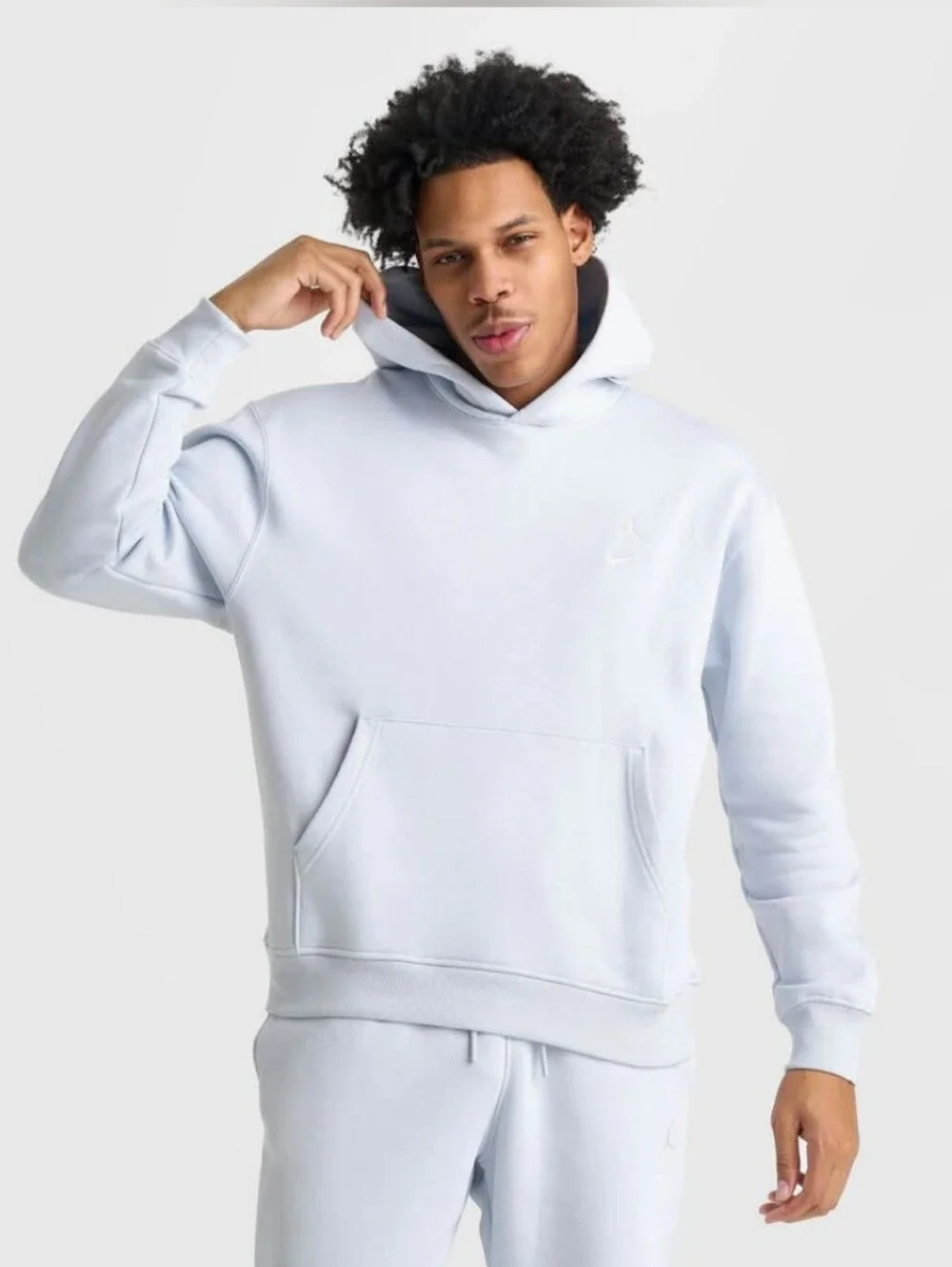 Jordan Men’s Light Blue Pullover Hoodie(Color: Aura/pale ivory)